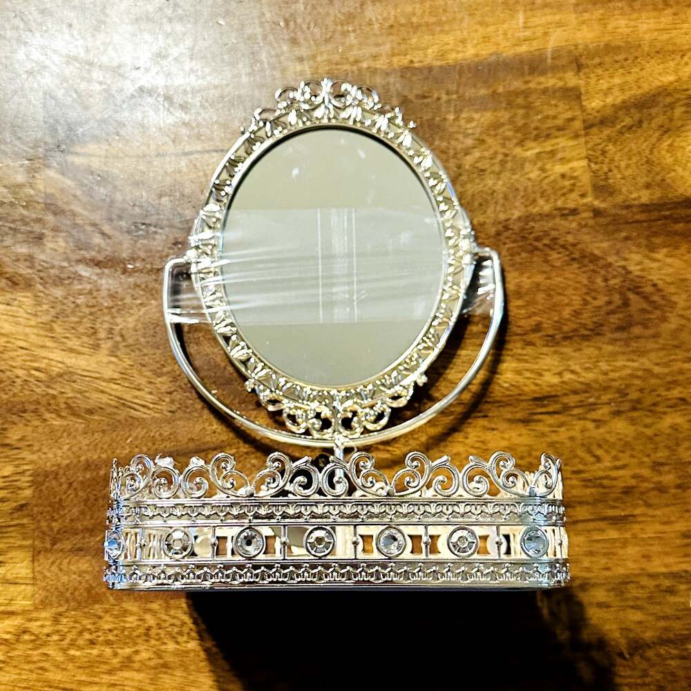 Bath & Body Works Bridgerton Mirror Tilting Gold Round Double Sided Vanity Tray